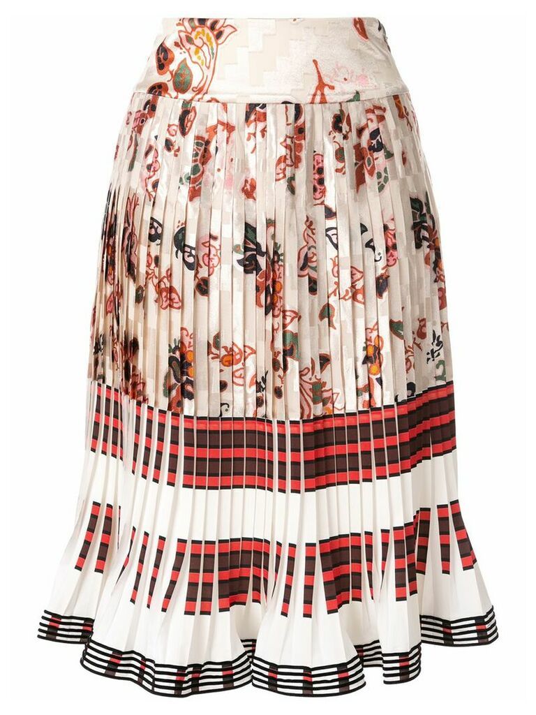 Tory Burch floral-print pleated skirt - White