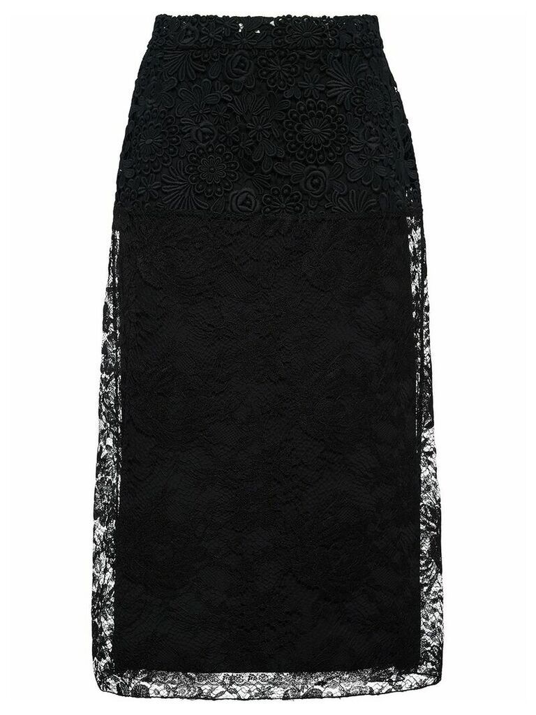 Prada floral lace midi skirt - Black