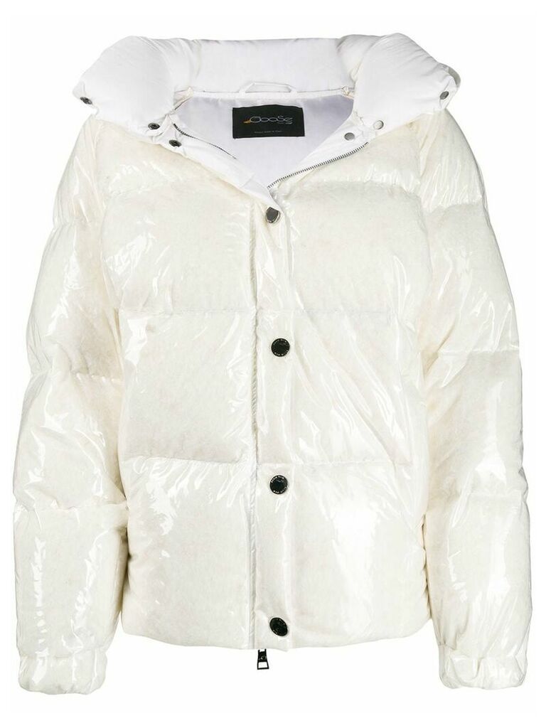 Goose Tech patent hooded padded coat - White
