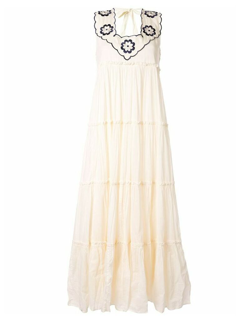 Innika Choo long embroidered dress - White