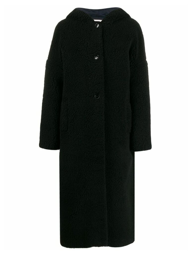 Inès & Maréchal shearling single-breasted coat - Black
