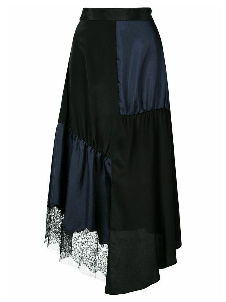 Tibi patchwork asymmetric skirt - Black
