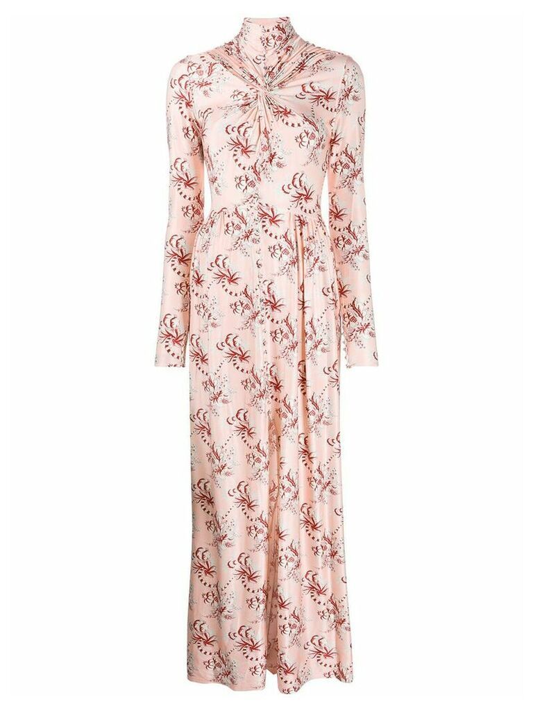 Paco Rabanne floral-print long dress - PINK