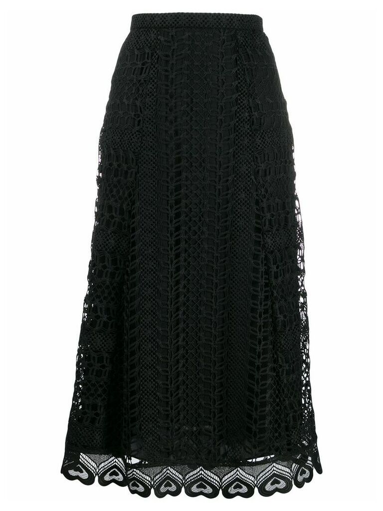 Temperley London Sunbird lace midi skirt - Black