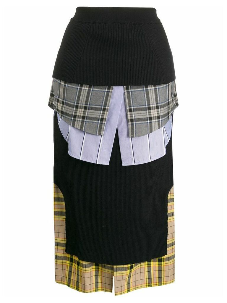 Enföld layered plaid pencil skirt - Black