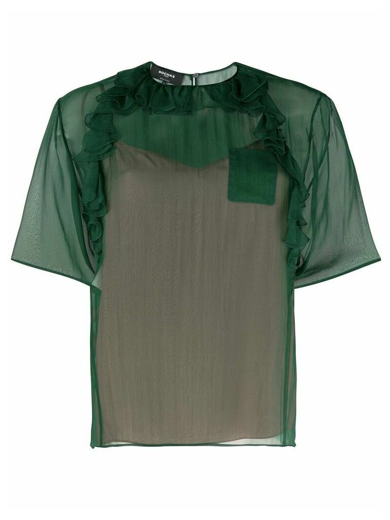 Rochas ruffled T-shirt - Green