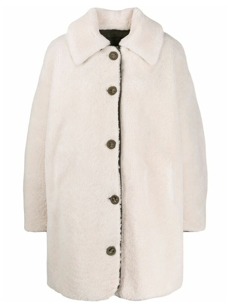 Yves Salomon Army single-breasted oversized coat - White