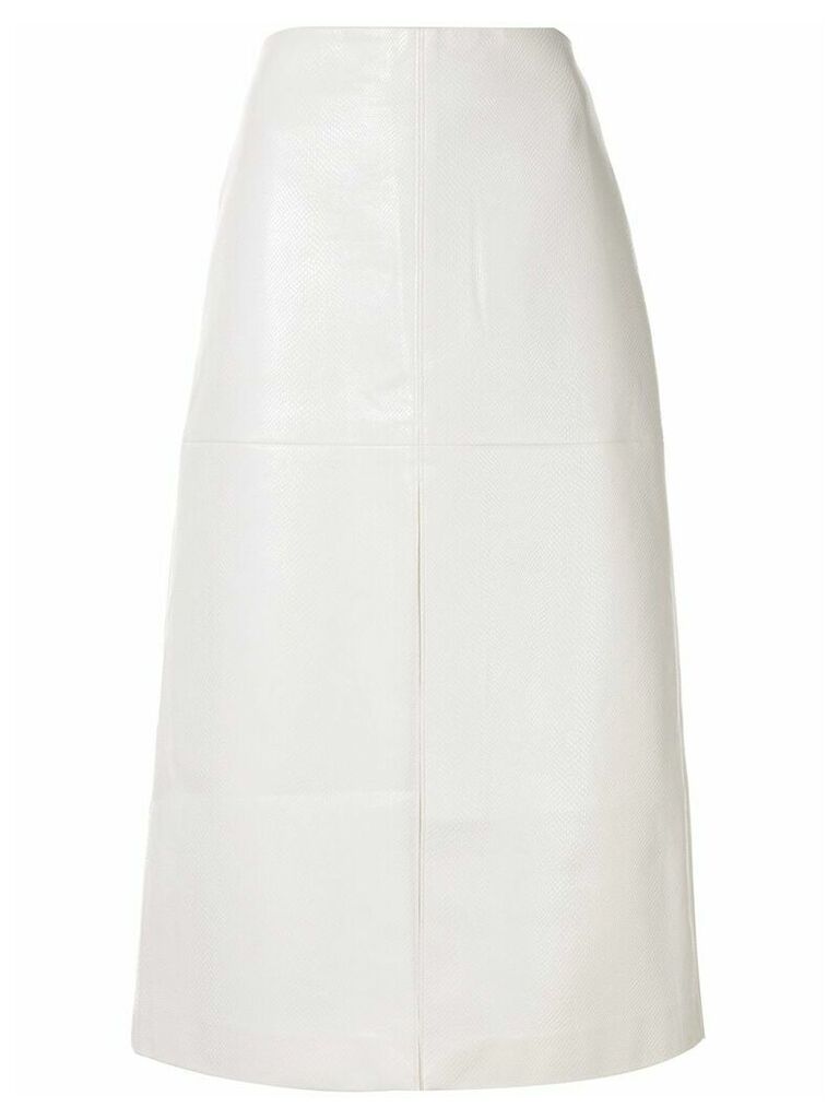 We11done Python Print Faux Leather Front Slit Skirt - White