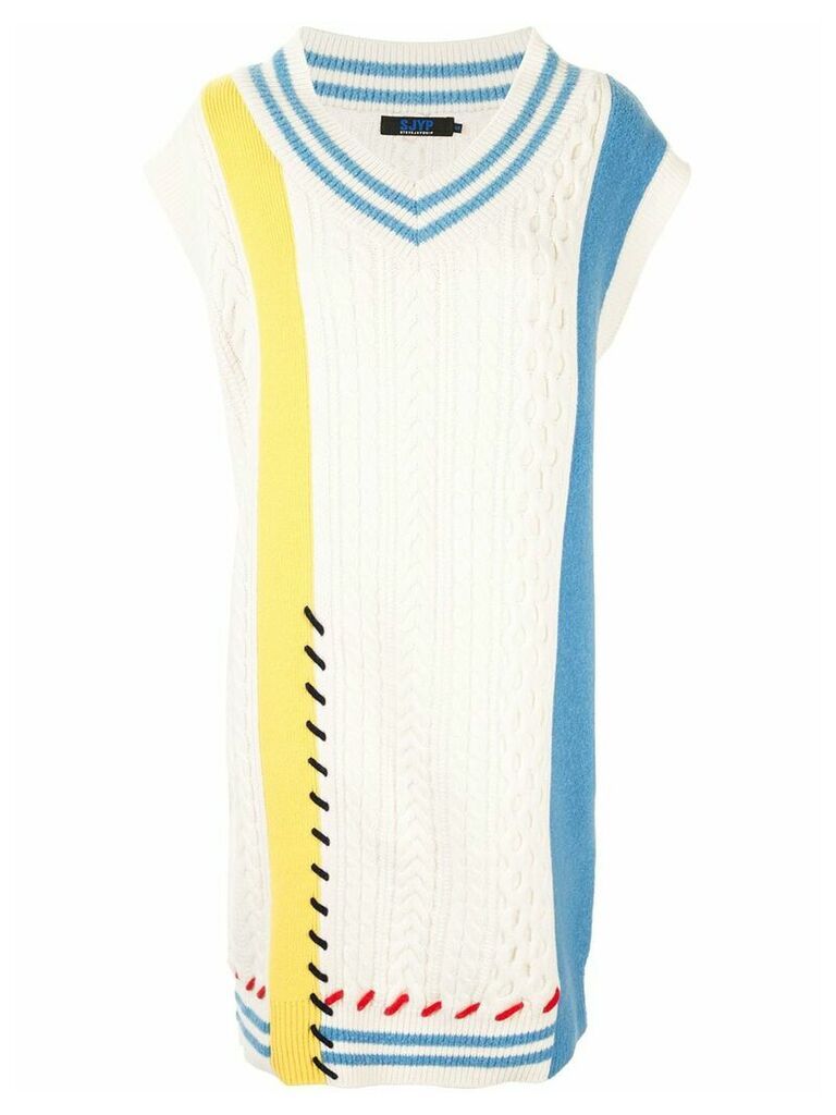 SJYP multi-knit jumper dress - White