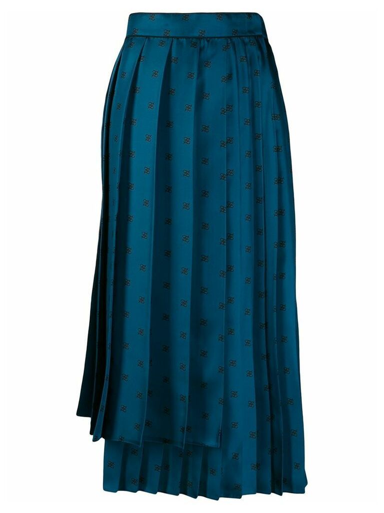Fendi Karligraphy motif pleated skirt - Blue