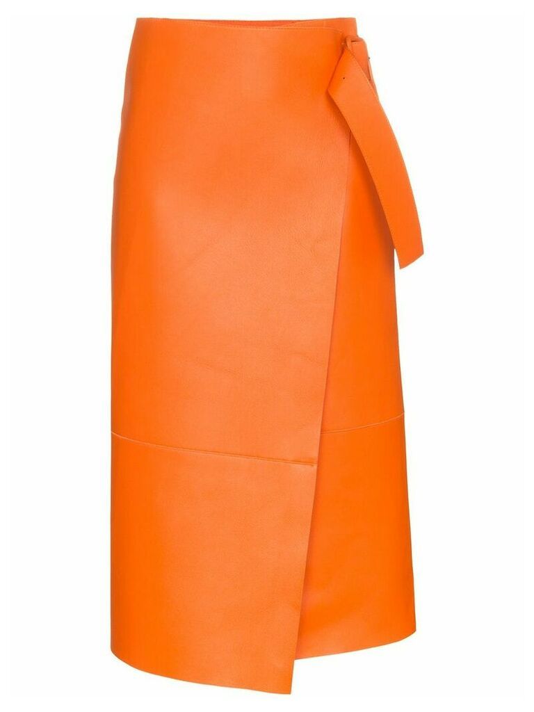 Joseph geometric midi wrap lambskin skirt - Orange