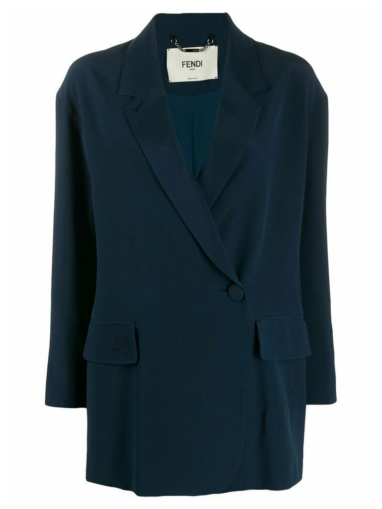Fendi silk off-centred buttoned blazer - Blue