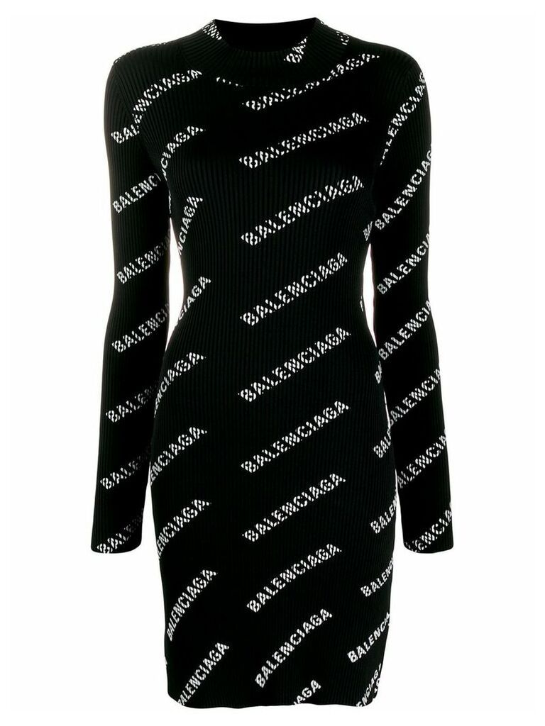 Balenciaga logo print mini dress - Black