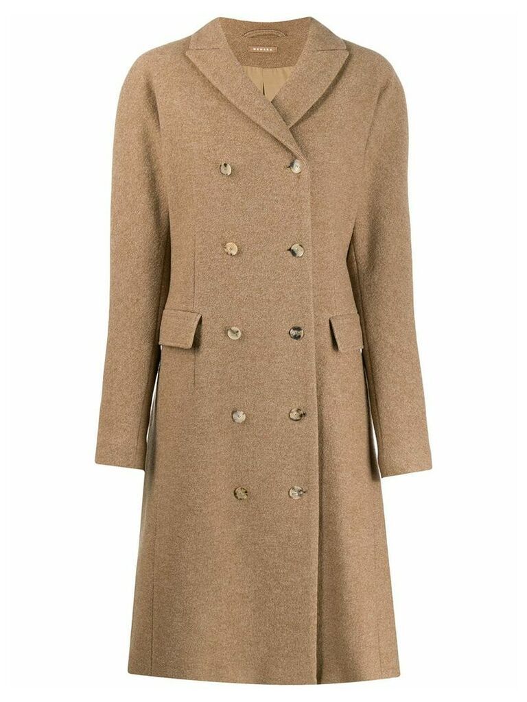 Nehera double-breasted longline coat - Brown