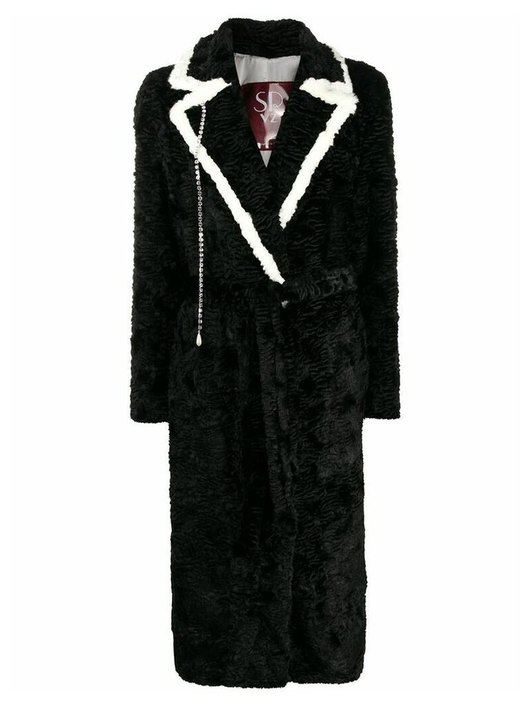srvz club faux fur trench coat - Black