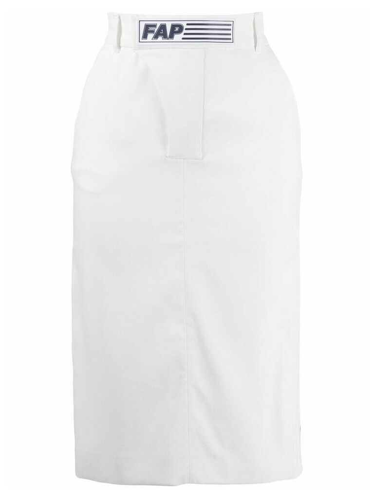 Filles A Papa Shaun logo patch pencil skirt - White