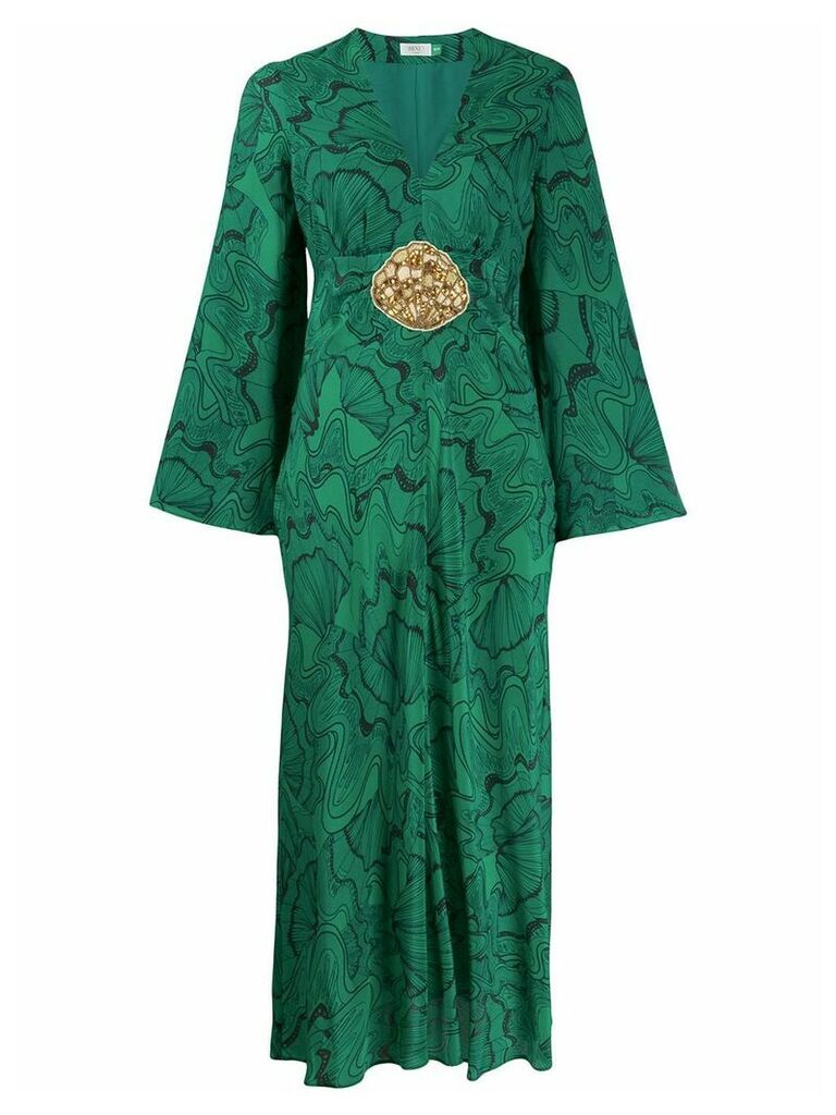 Rixo Indra Psychedelic Shell-print silk dress - Green