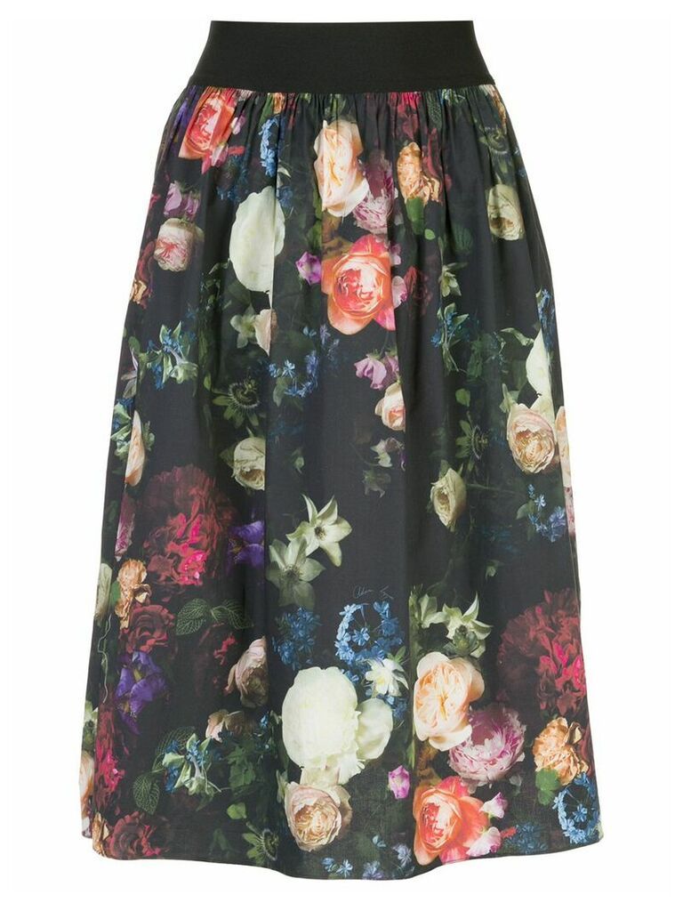 Adam Lippes multi floral full skirt - Black