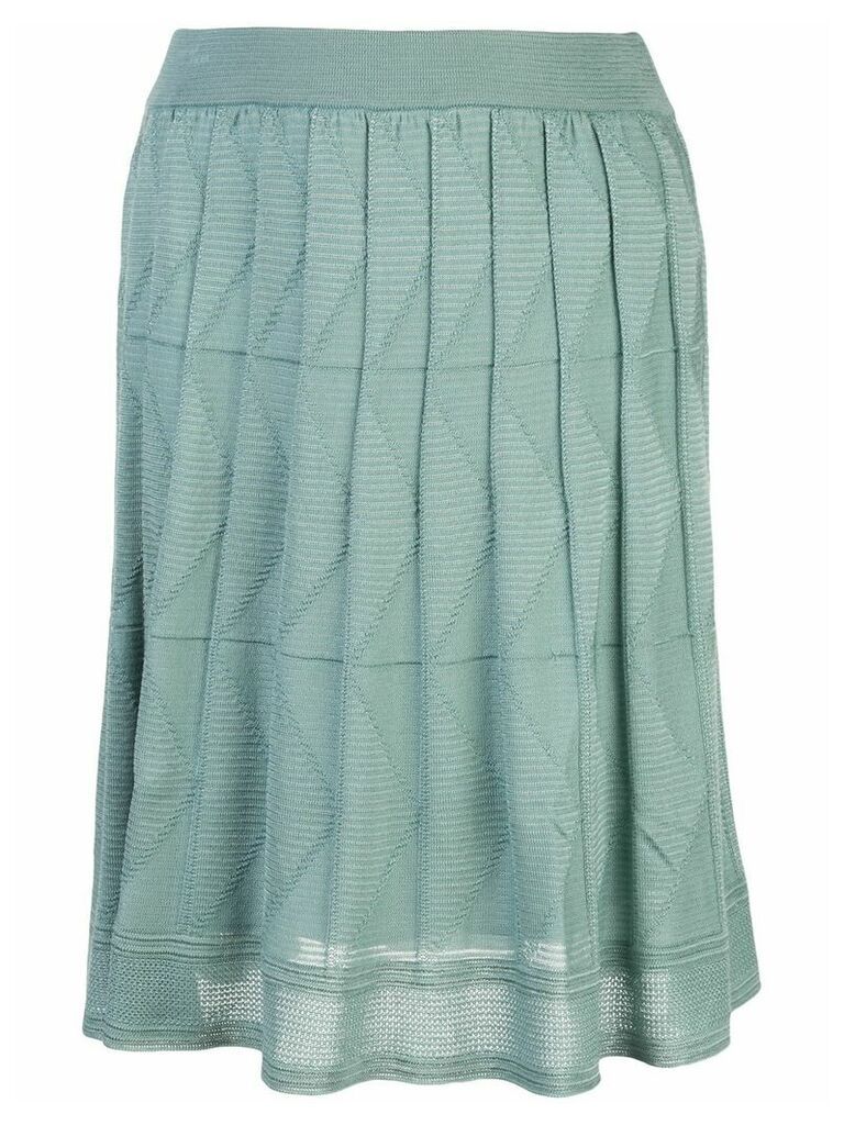 M Missoni pleated chevron-knit skirt - Blue