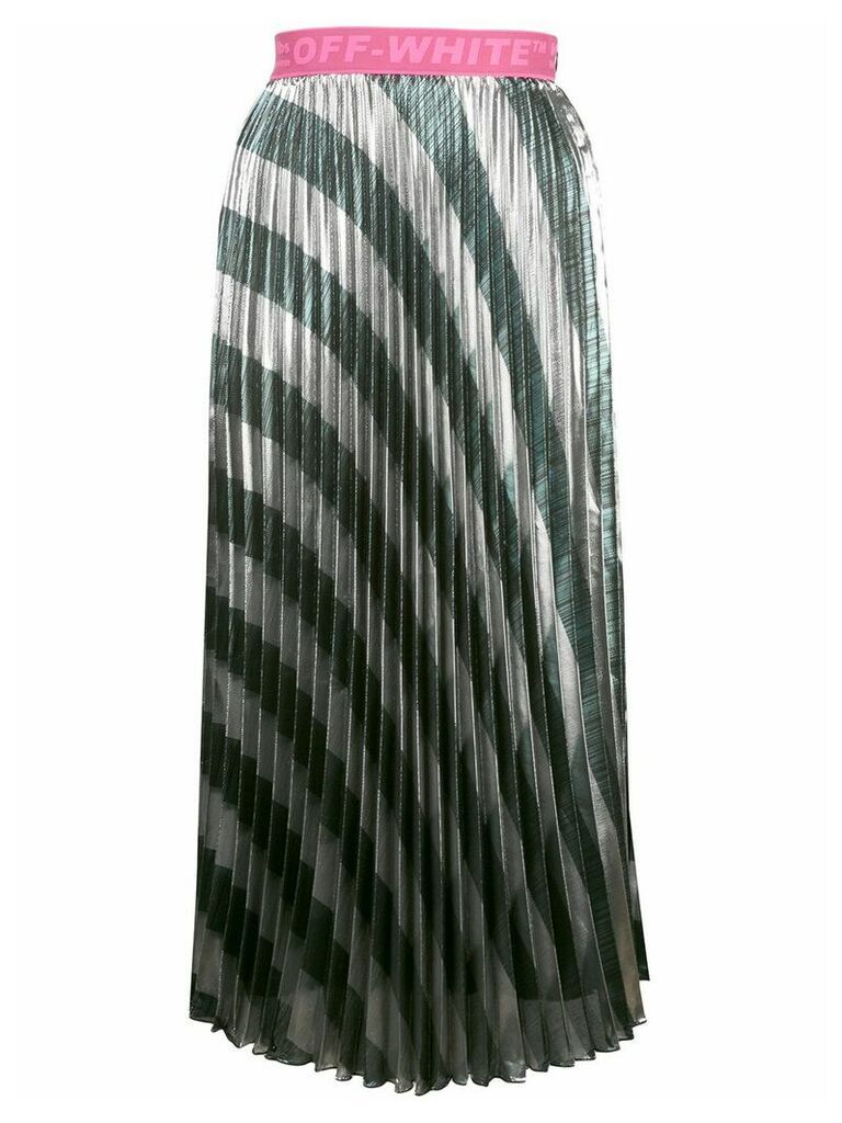 Off-White striped pleated skirt - SILVER