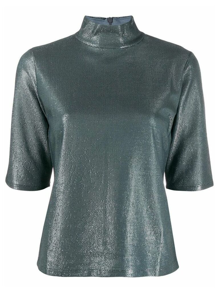 Filippa-K Amber metallic slim-fit T-shirt - Blue