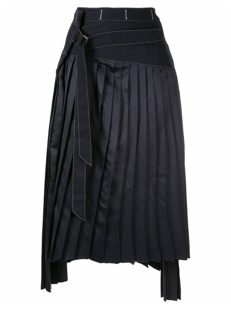 Moon J asymmetric pleated skirt - Blue
