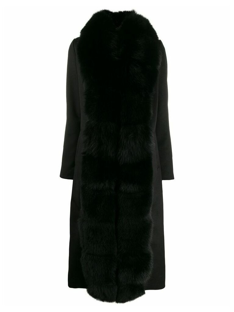 Philipp Plein long fur-stole coat - Black