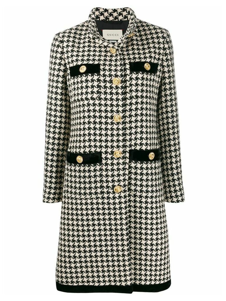 Gucci houndstooth print single-breasted coat - Black