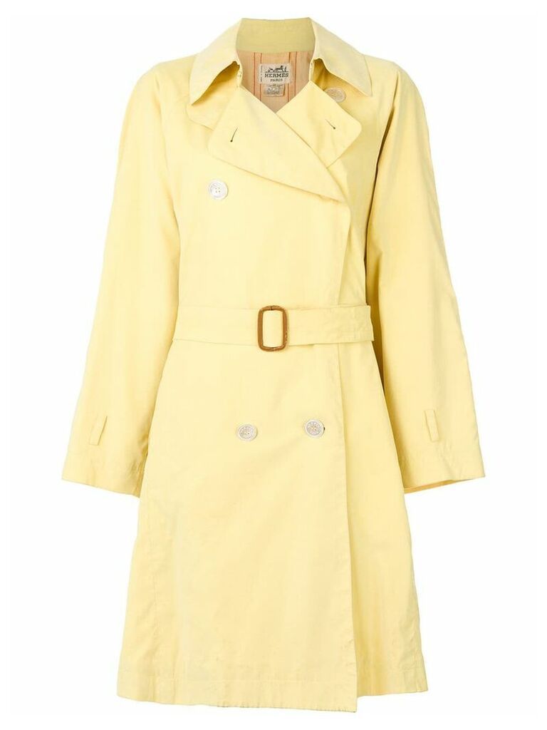 Hermès pre-owned belted trench coat - Yellow
