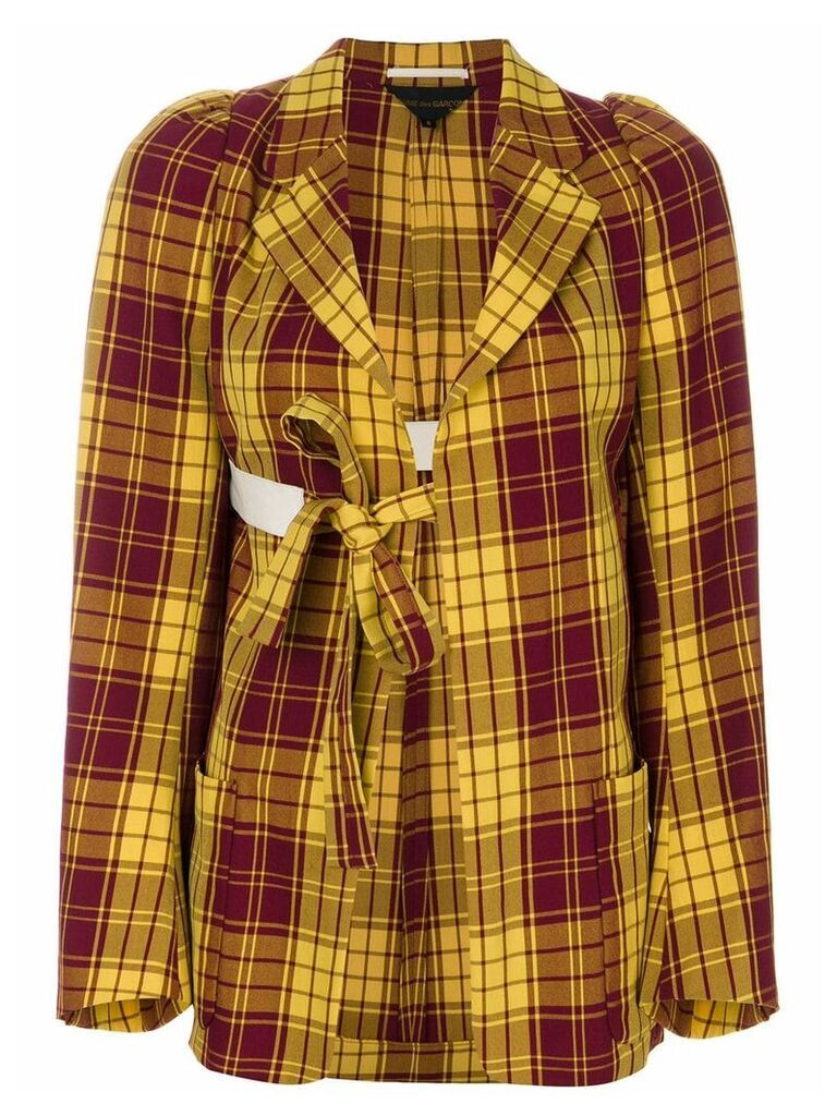Comme Des Garçons Pre-Owned tartan tied-up blazer - Multicolour