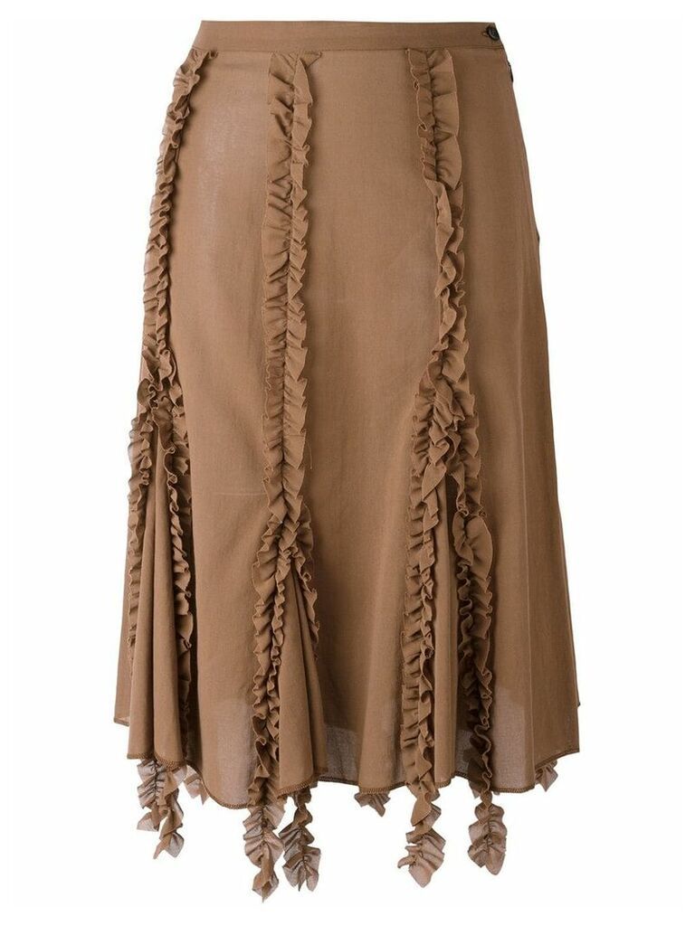 Romeo Gigli Pre-Owned ruffled trim skirt - Brown