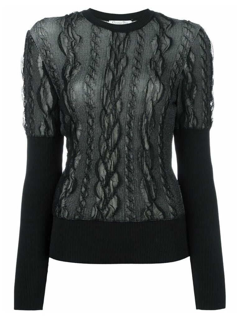 Christian Dior Pre-Owned lace overlay jumper - Black