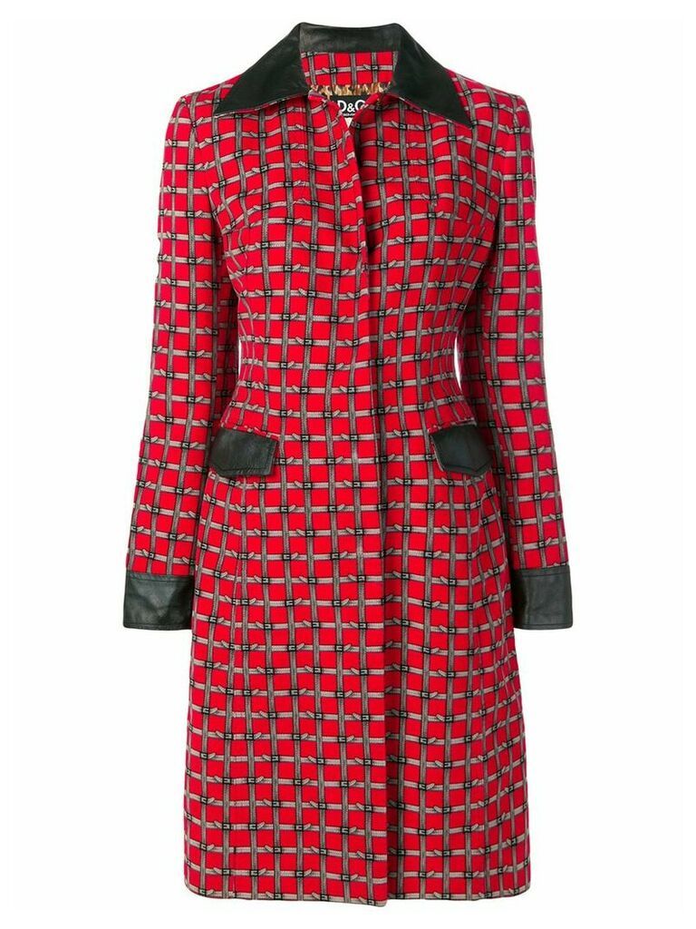 Dolce & Gabbana Pre-Owned buckle belt print coat - Red