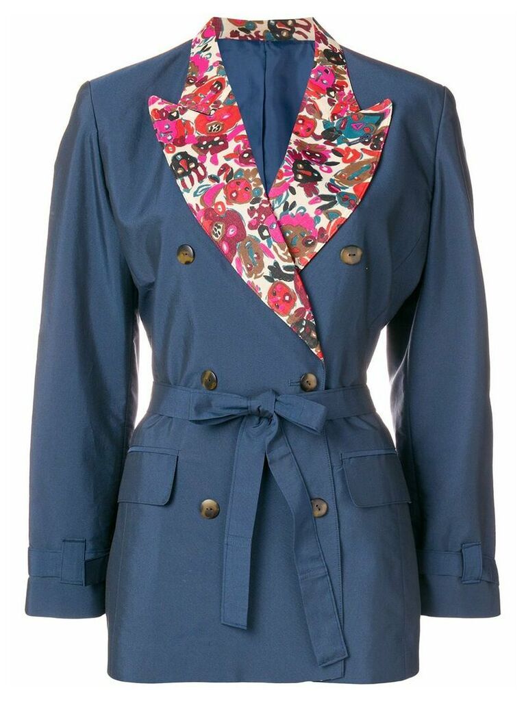 Jean Paul Gaultier Pre-Owned floral detail tied blazer - Blue