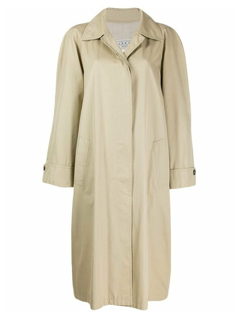Gucci Pre-Owned 1980's concealed fastening loose midi coat - Metallic