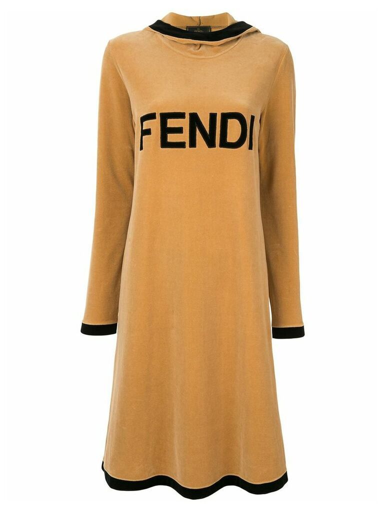 Fendi Pre-Owned velvet logo midi dress - Brown