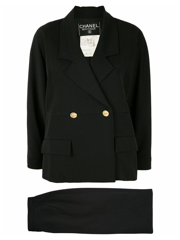 Chanel Pre-Owned double-breasted skirt suit - Black