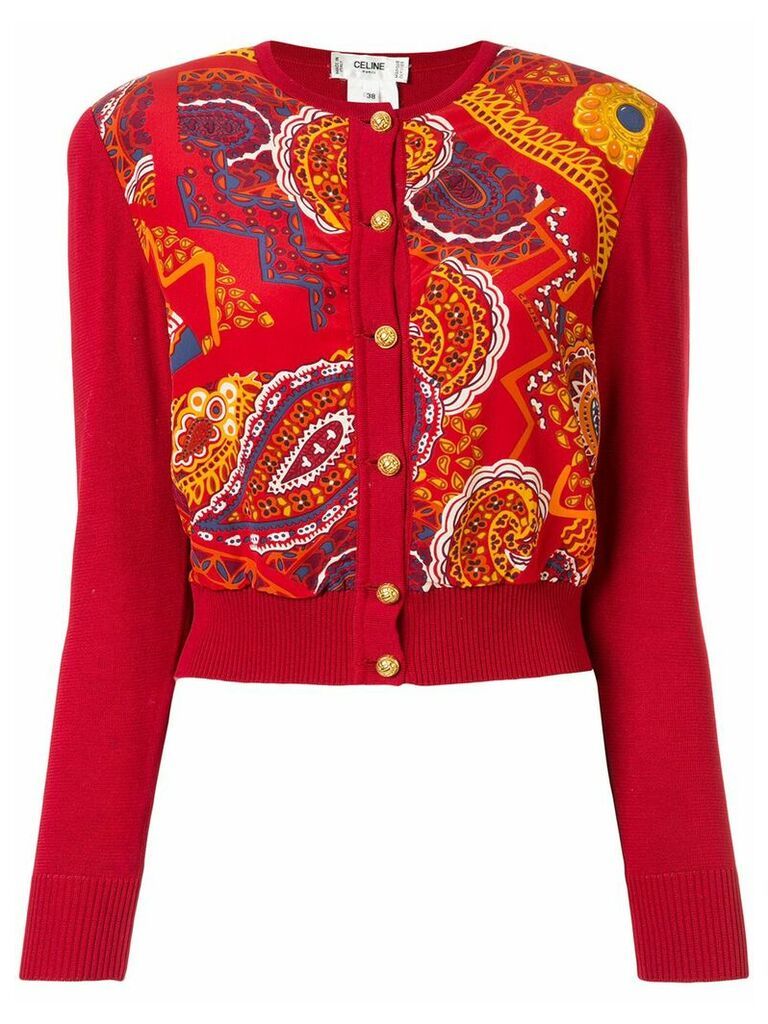 Céline Pre-Owned paisley print knitted cardigan - Red
