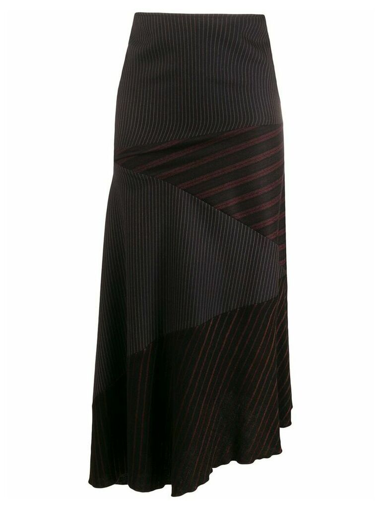 Romeo Gigli Pre-Owned 1990s asymmetric striped skirt - Black