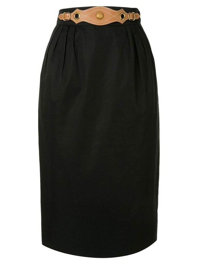 Hermès Pre-Owned belted micro pleated skirt - Black