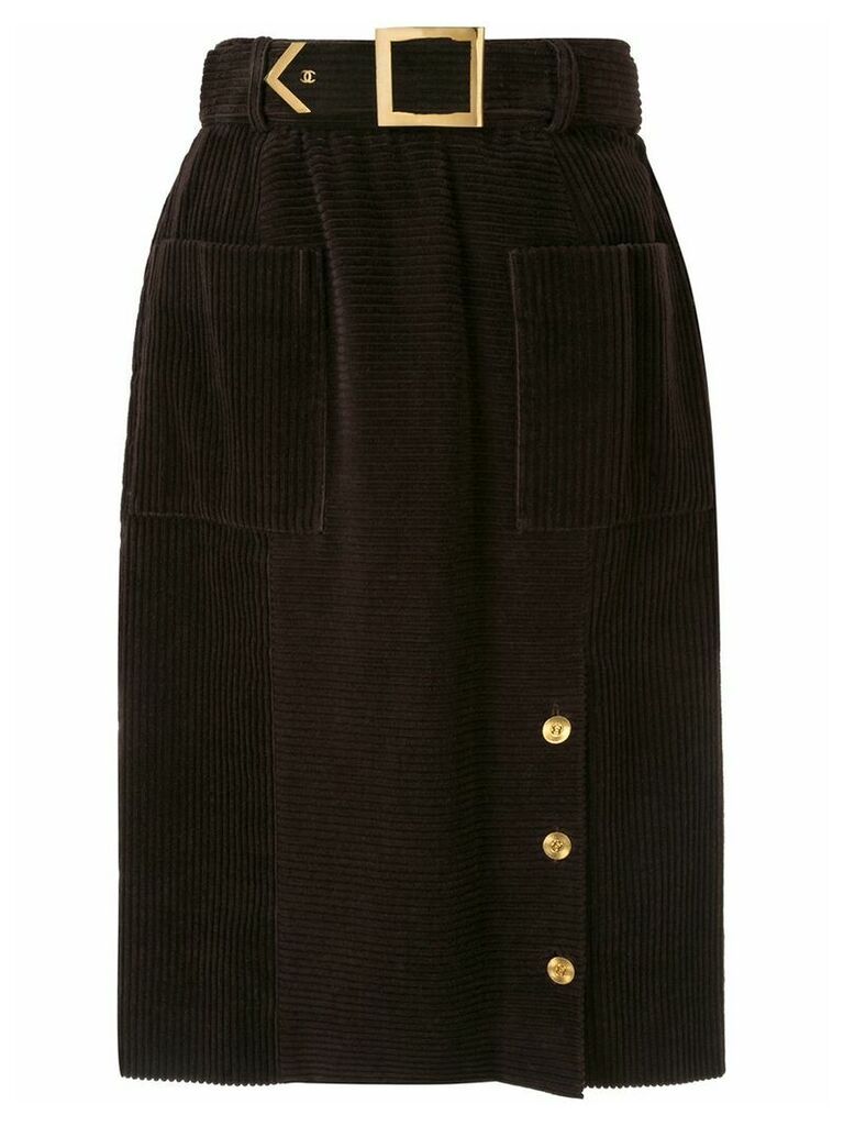 Chanel Pre-Owned knee length corduroy skirt - Brown