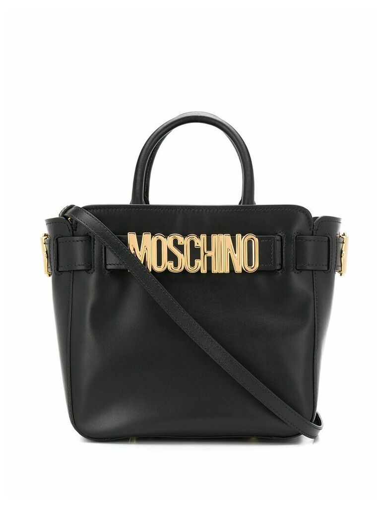 Moschino logo plaque tote bag - Black