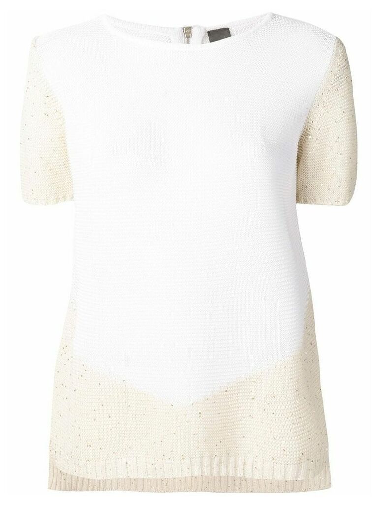 Lorena Antoniazzi colour-block knitted top - White