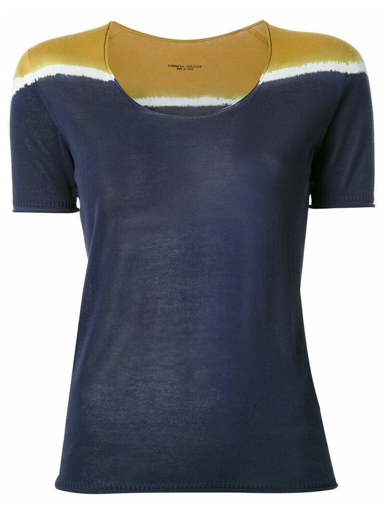 Roberto Collina tri-tone shortsleeved knit T-shirt - Blue