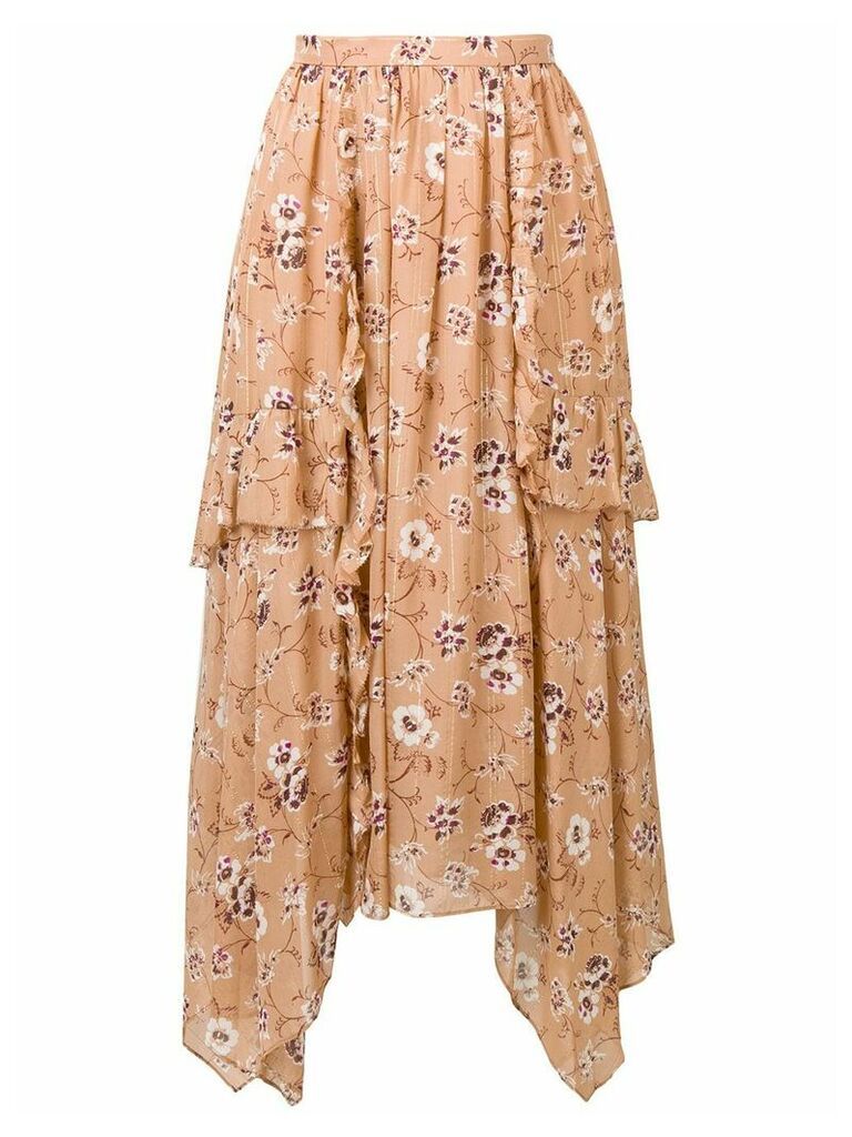 Ulla Johnson floral print asymmetric skirt - Brown