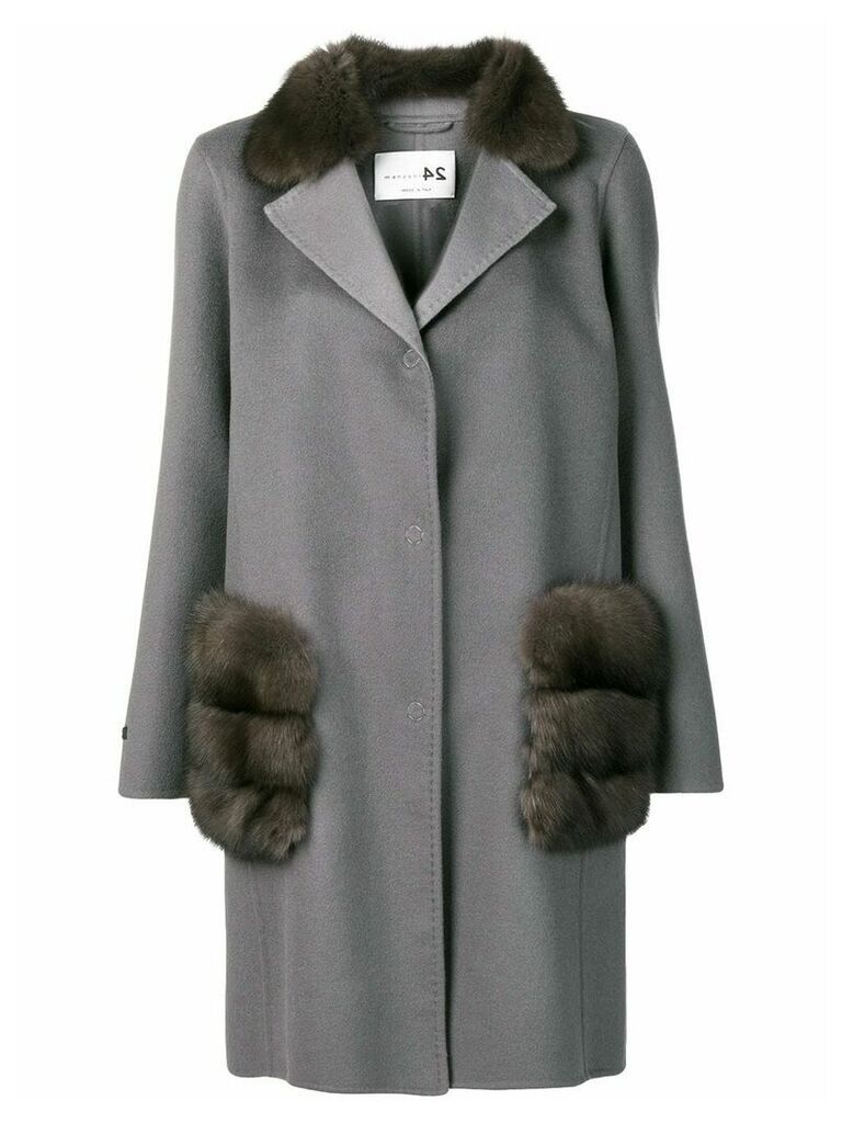 Manzoni 24 fur trimmed coat - Grey