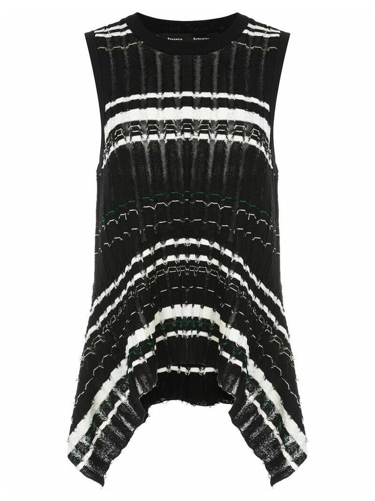 Proenza Schouler Striped Rib Knit Top - Black
