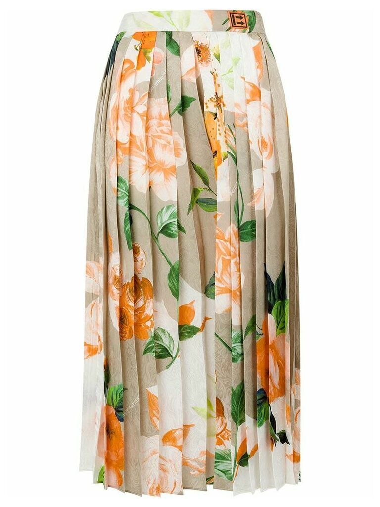 Off-White floral print pleated skirt - NEUTRALS