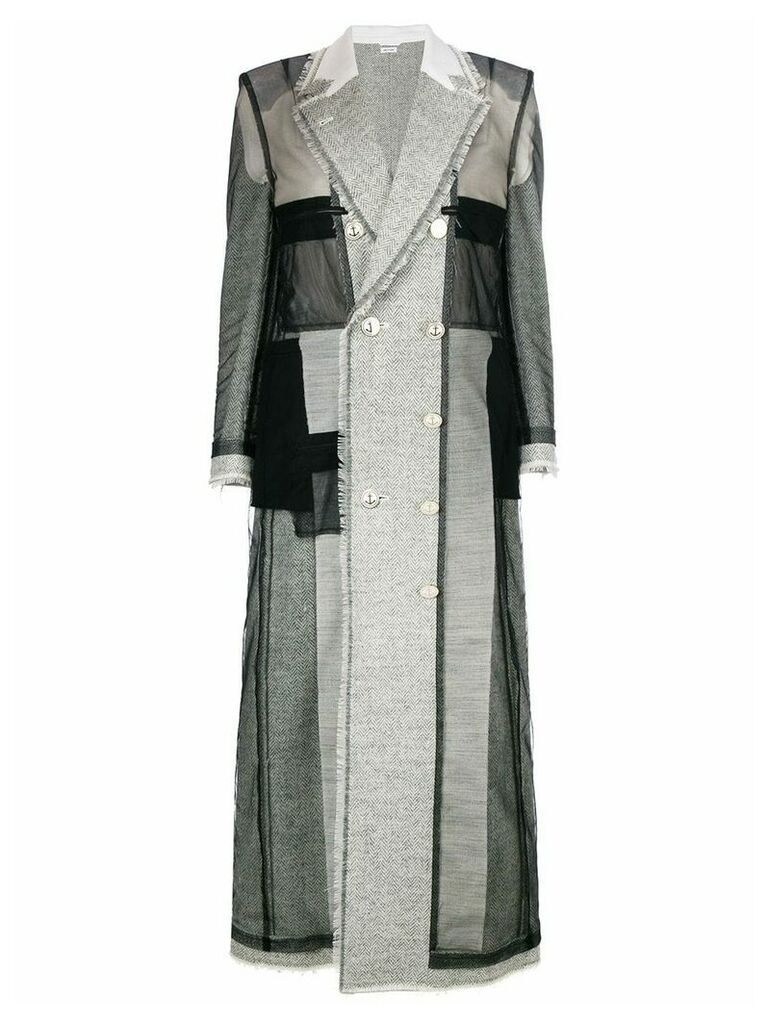 Thom Browne long patchwork coat - Grey