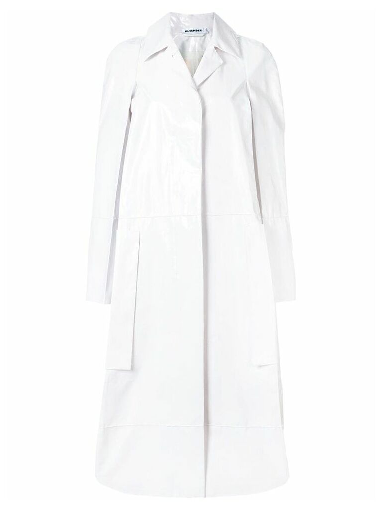 Jil Sander patent long coat - White